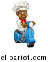 Vector Illustration of a Cartoon Happy Black Male Chef Riding a Scooter by AtStockIllustration