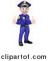 Vector Illustration of a Cartoon Happy Caucasian Male Police Officer Giving Two Thumbs up by AtStockIllustration
