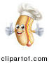 Vector Illustration of a Cartoon Happy Chef Hot Dog Mascot with Mustard, Giving Two Thumbs up by AtStockIllustration