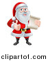 Vector Illustration of a Cartoon Happy Christmas Santa Claus Holding a Parchment Scroll and Giving a Thumb up by AtStockIllustration