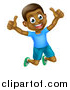 Vector Illustration of a Cartoon Happy Excited Black Boy Jumping and Giving Two Thumbs up by AtStockIllustration