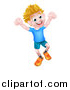 Vector Illustration of a Cartoon Happy Excited Blond Caucasian Boy Jumping by AtStockIllustration