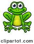 Vector Illustration of a Cartoon Happy Green Frog Sitting by AtStockIllustration