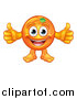 Vector Illustration of a Cartoon Happy Orange Mascot Character Giving Two Thumbs up by AtStockIllustration