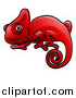 Vector Illustration of a Cartoon Happy Red Chameleon by AtStockIllustration
