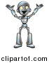 Vector Illustration of a Cartoon Happy Robot Cheering by AtStockIllustration