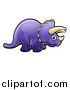 Vector Illustration of a Cartoon Purple Triceratops Dino Facing Right by AtStockIllustration