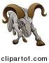 Vector Illustration of a Cartoon Tough Angry Ram Sheep Charging Forward by AtStockIllustration
