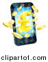 Vector Illustration of a Cell Phone with Gold Coins and a Pound Symbol Bursting from the Screen by AtStockIllustration