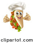 Vector Illustration of a Chef Souvlaki Kebab Sandwich Mascot Giving Two Thumbs up by AtStockIllustration