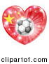 Vector Illustration of a Chinese Flag Heart and Soccer Ball by AtStockIllustration
