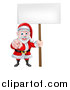 Vector Illustration of a Christmas Santa Claus Pointing at You and Holding a Blank Sign by AtStockIllustration