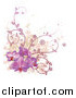 Vector Illustration of a Corner Design Element of Purple Orchid Flowers, Vines and Grunge by AtStockIllustration