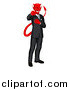 Vector Illustration of a Corrupt Devil Businessman Pointing Outwards by AtStockIllustration