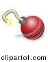 Vector Illustration of a Cricket Ball Cherry Bomb with Lit Fuse Burning down by AtStockIllustration