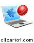 Vector Illustration of a Cricket Ball Flying Through and Shattering a 3d Laptop Screen by AtStockIllustration