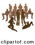 Vector Illustration of a Crowd of Brown Silhouetted People by AtStockIllustration