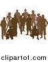 Vector Illustration of a Crowd of Brown Silhouetted People Standing and Crouching by AtStockIllustration