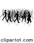 Vector Illustration of a Crowd of Silhouetted Business People Walking by AtStockIllustration