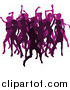 Vector Illustration of a Crowd of Silhouetted Pink Female Dancers by AtStockIllustration