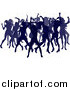 Vector Illustration of a Crowd of Silhouetted Purple Female Dancers by AtStockIllustration