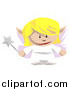 Vector Illustration of a Cute Blond Fairy Holding a Magic Wand by AtStockIllustration