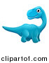 Vector Illustration of a Cute Blue Apatosaurus Dinosaur by AtStockIllustration