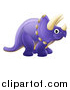 Vector Illustration of a Cute Purple Triceratops Dinosaur by AtStockIllustration