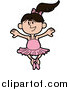 Vector Illustration of a Dancing Ballerina in a Pink Tutu and Slippers, Performing During Ballet Class by AtStockIllustration