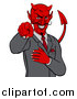 Vector Illustration of a Devil Business Man Pointing Outwards, from the Waist up by AtStockIllustration