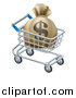 Vector Illustration of a Dollar Money Bag in a Shopping Cart by AtStockIllustration