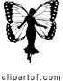 Vector Illustration of a Fairy in Silhouette with Butterfly Wings by AtStockIllustration