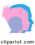 Vector Illustration of a Family in Purple Pink and Blue Silhouette by AtStockIllustration