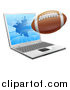 Vector Illustration of a Football Flying Through and Shattering a 3d Laptop Screen by AtStockIllustration