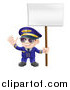 Vector Illustration of a Friendly Aviation Pilot Waving and Holding a Sign by AtStockIllustration