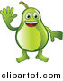 Vector Illustration of a Friendly Pear Character Waving by AtStockIllustration