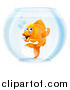 Vector Illustration of a Goldfish Gesturing to Follow in a Bowl by AtStockIllustration