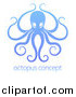 Vector Illustration of a Gradient Blue Octopus with Long Tentacles over Sample Text by AtStockIllustration