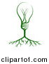 Vector Illustration of a Green Electric Light Bulb Tree and Roots by AtStockIllustration