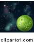 Vector Illustration of a Green Moon in Deep Space by AtStockIllustration