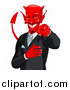 Vector Illustration of a Grinning Businessman Devil Pointing Outwards by AtStockIllustration