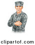 Vector Illustration of a Handsome Caucasian Male Soldier with Folded Arms by AtStockIllustration