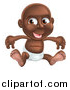 Vector Illustration of a Happy Black Baby Boy Sitting in a Diaper by AtStockIllustration