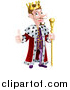 Vector Illustration of a Happy Brunette White King Giving a Thumb up and Holding a Gold Staff by AtStockIllustration