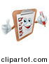 Vector Illustration of a Happy Checklist Clipboard Mascot Holding a Thumb up and a Pencil by AtStockIllustration