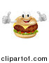 Vector Illustration of a Happy Cheeseburger Mascot Holding Two Thumbs up by AtStockIllustration