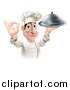 Vector Illustration of a Happy Chef Gesturing Okay and Holding a Platter by AtStockIllustration