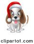 Vector Illustration of a Happy Christmas Dog Sitting and Wearing a Santa Hat by AtStockIllustration