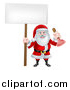 Vector Illustration of a Happy Christmas Santa Claus Plumber Holding a Plunger and Blank Sign 2 by AtStockIllustration