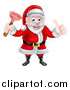 Vector Illustration of a Happy Christmas Santa Claus Plumber Holding a Plunger and Giving a Thumb up 3 by AtStockIllustration